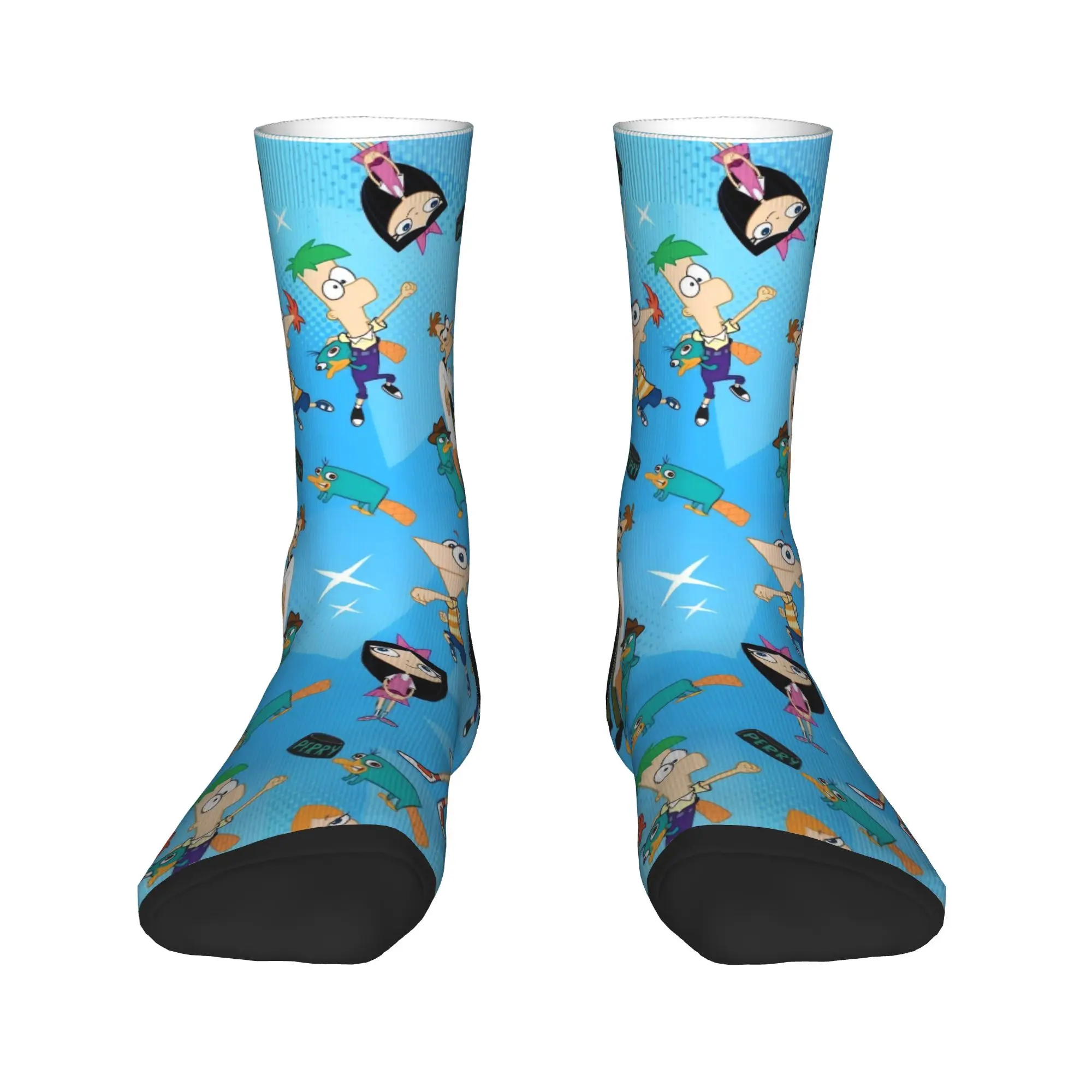 Perry the Platypus Socks Phineas and Ferbs Anti Skid Stockings Men High Quality Running Socks Winter Fashion Printed Socks