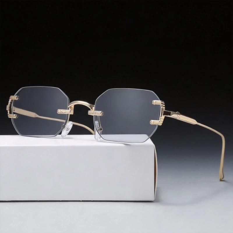 Rimless Sunglasses Rectangle Fashion Popular Women Men Shades Small Square Sun Glasses For Female male Summer Traveling Oculos