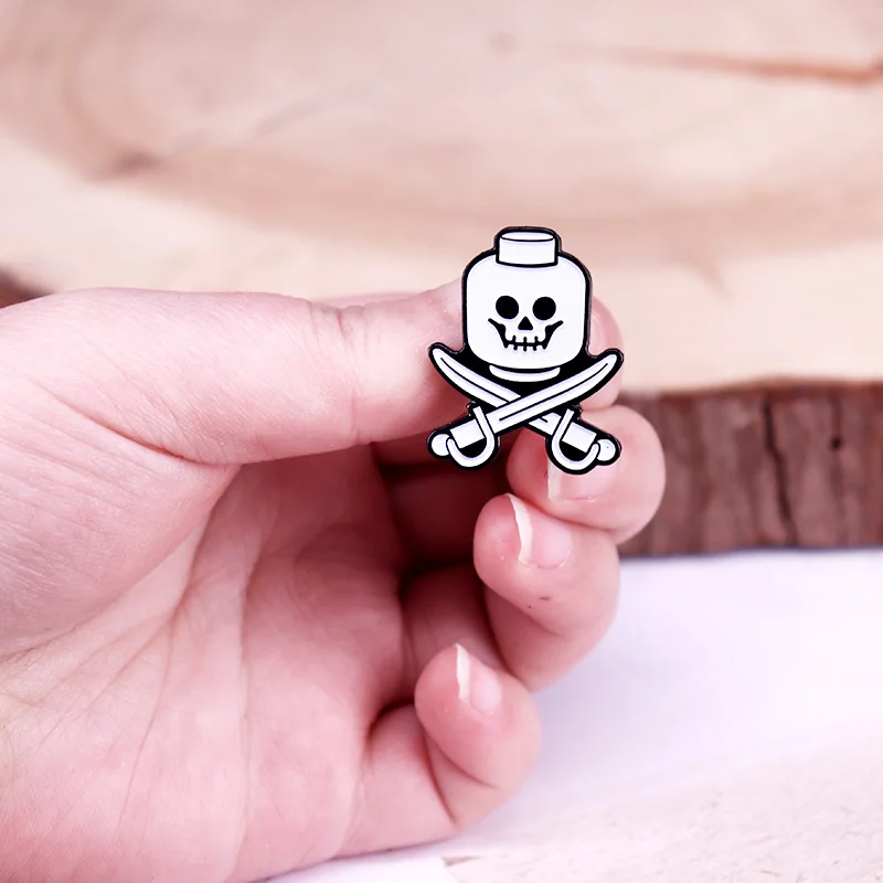 Dead Bricks Tell No Tales Hard Enamel Pin Cute Funny Skull Brooch Badge Creepy Jewelry Gift