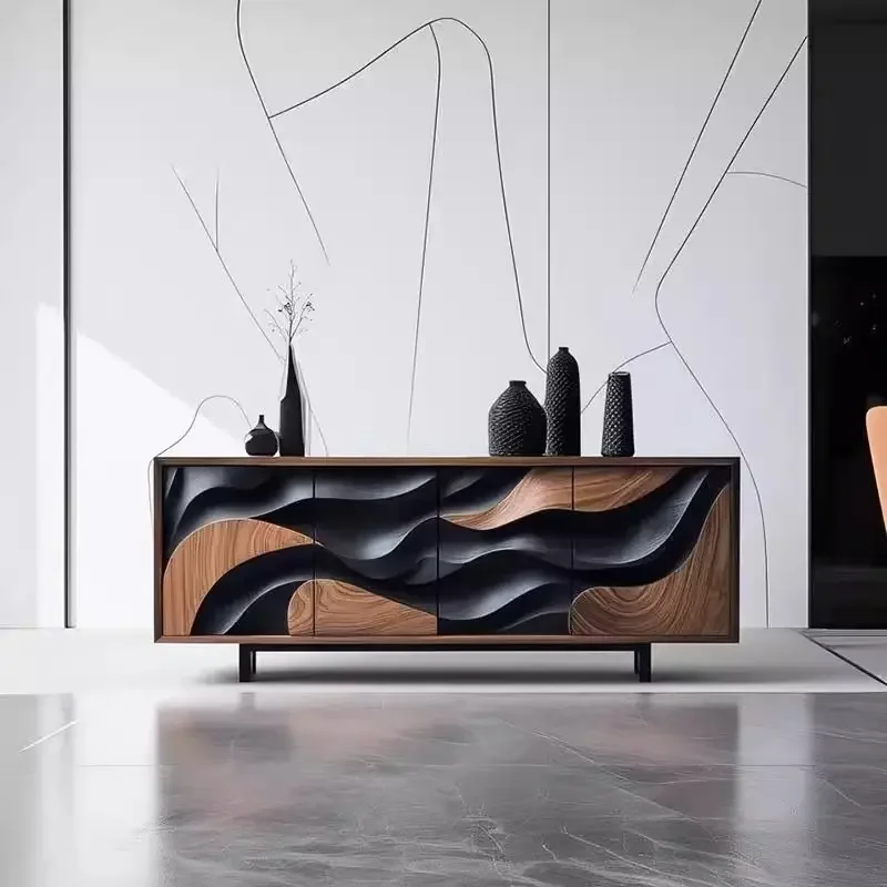 Luxury Display Living Room Cabinets Black Brown House Home Living Room Cabinets Hotel Modern Wooden Muebles Para Hogar Furniture