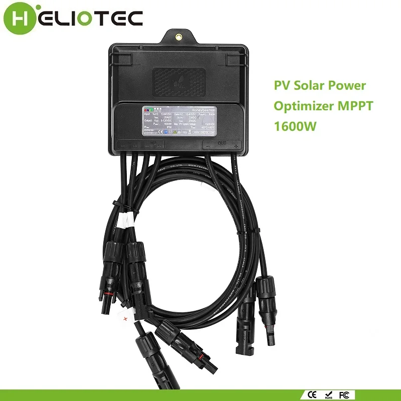Heliotec 1600W optymalizator energii PV MPPT 12V-75V wejście Ip68 monitorowanie panelu słonecznego w czasie rzeczywistym ograniczanie napięcia Anti-Hotspot