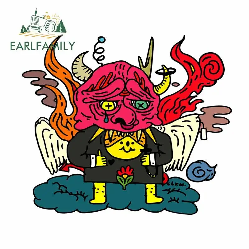 EARLFAMILY 13cm x 11.2cm Angel and Devil Car Stickers Cartoon Confrontation Between Good and Vice Decal Funny Helmet Graphics