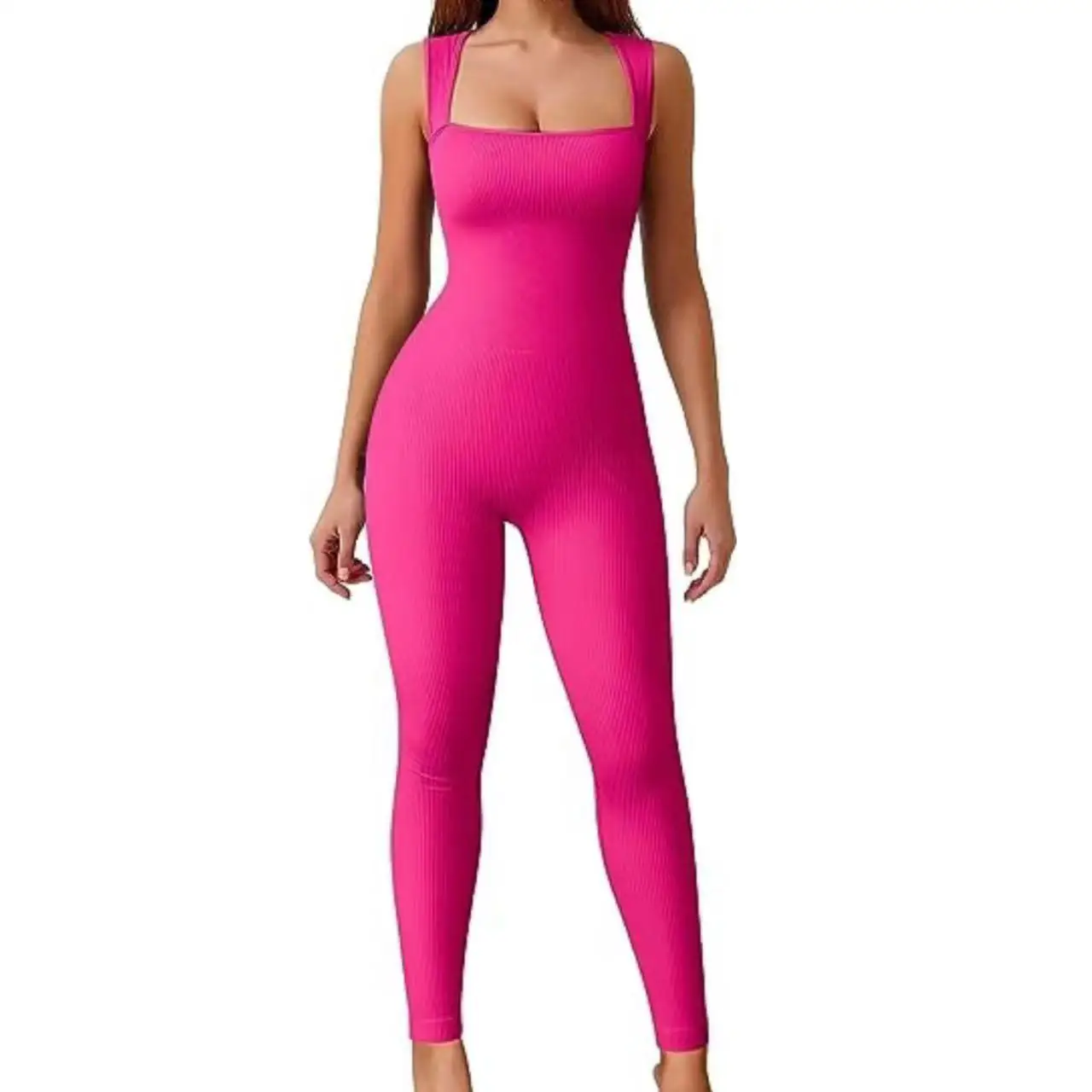 

Women's High-Waist Yoga Jumpsuit Exercise Square Ne Svel Thin Autumn Long Pants Other Fabric Ladies Suit