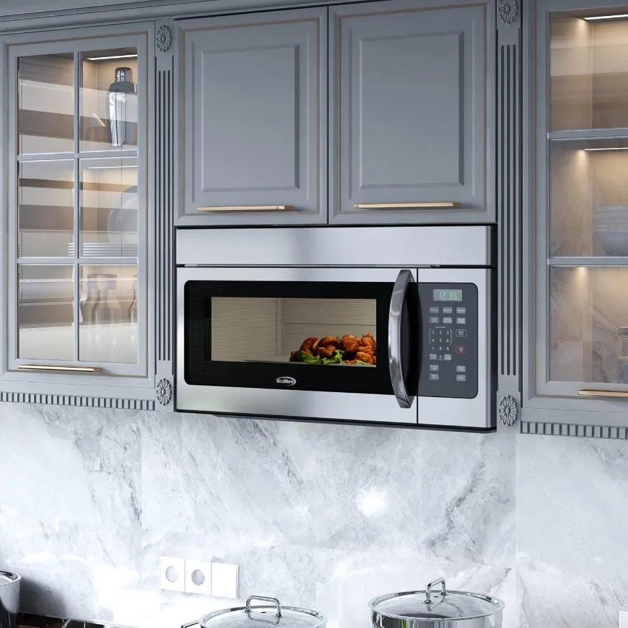 1.6 مكعب. قدم. فرن الميكروويف فوق المدى مع مصباح فرن ووظيفة غطاء فتحة تهوية إعادة تدوير 300CFM لسطح المطبخ