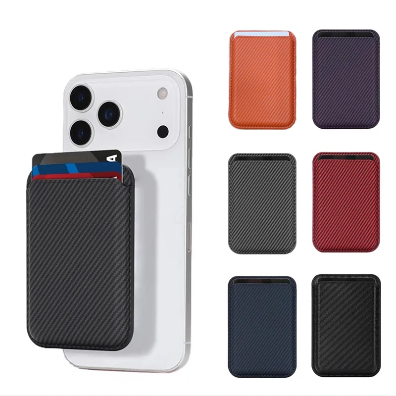 Carbon Fiber Strong Magnetic For Magsafe Card Holder Wallet Case For iPhone 17 16 15 Pro Max Samsung S26Ultra ID Credit Card Bag