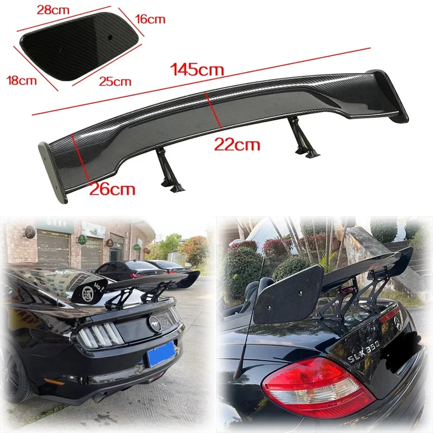 

Universal GT Style For 99% Sedan 3D 3DI JDM Racing Rear Spoiler Wing Tail Air Dam Trunk Carbon Fiber Lip Body Kit Gloss Black