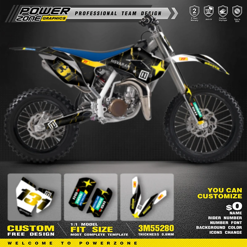 PowerZone Custom Graphics Backgrounds Decal Stickers Kit For Husqvarna TC85 2017 2016 2015 2014