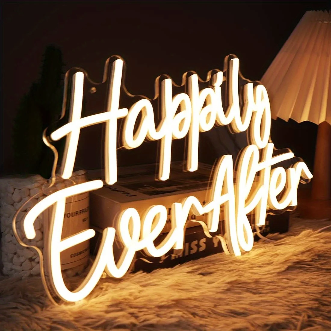 Happily Ever After Neon Sign Light Signs for Wedding Bridal Shower USB Neon Light Up Signs for Engagement Bachelorette Party