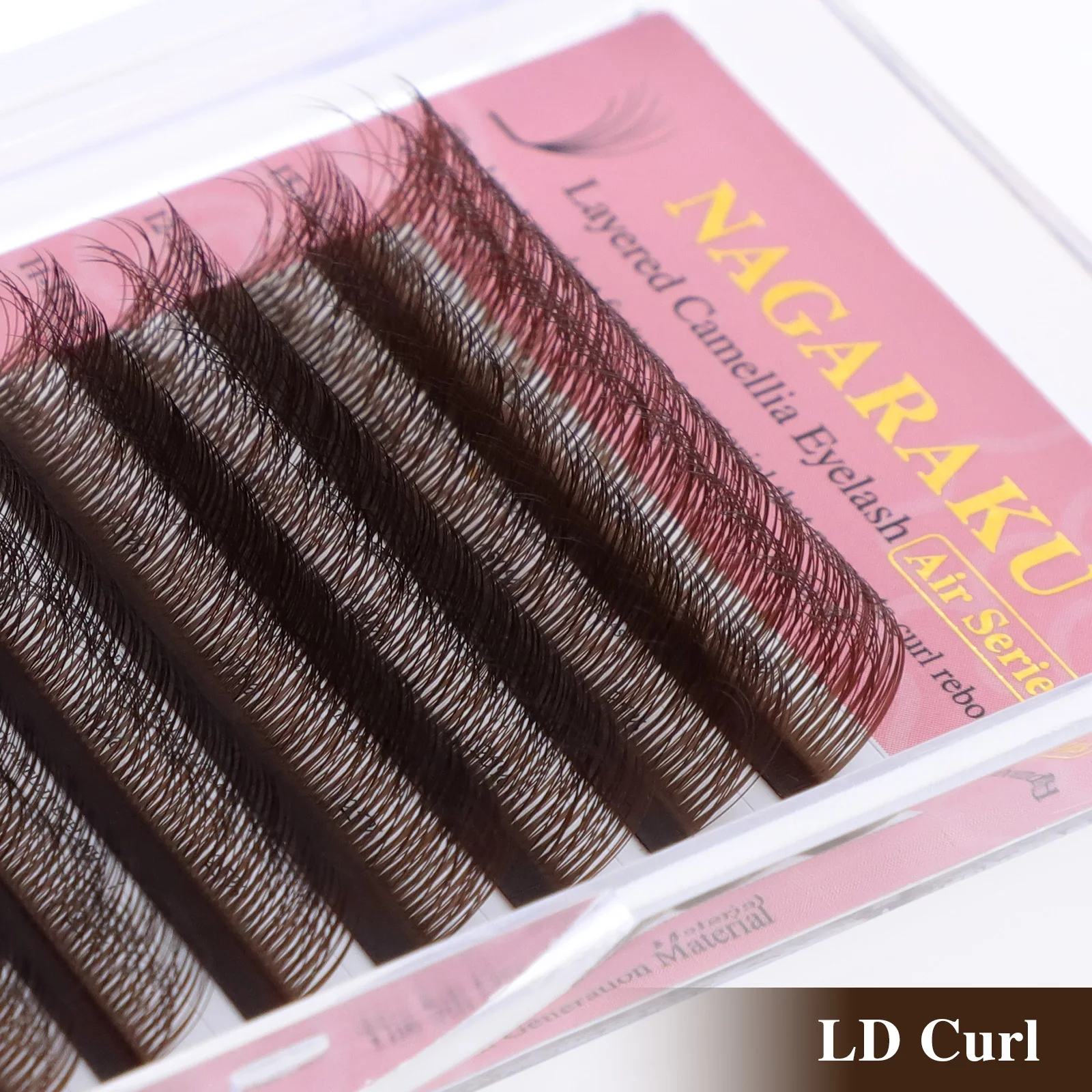 NAGARAKU Dunkelbraune geschichtete Kamelien-Wimpernverlängerungen, vorgefertigte Fächer, Wispy Volume, Fluffy LB LC LD M Volume Wimpernverlängerung – Detail 11