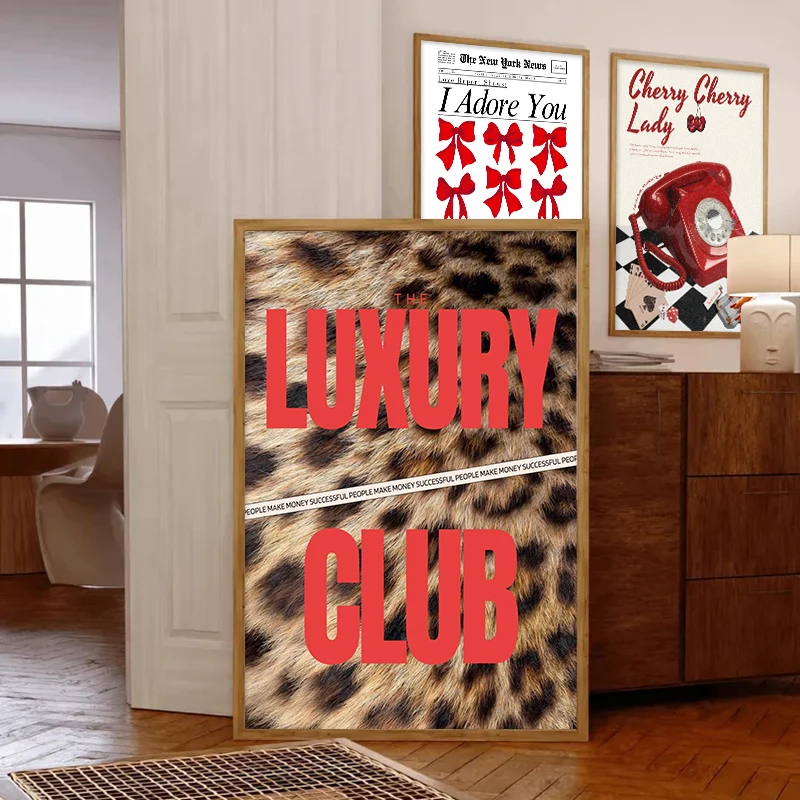 Fashion Leopard High Heels Magazine Beautiful Art Poster Red Fashion Frontier Auspicious Poster Girl Prints Home Decoration