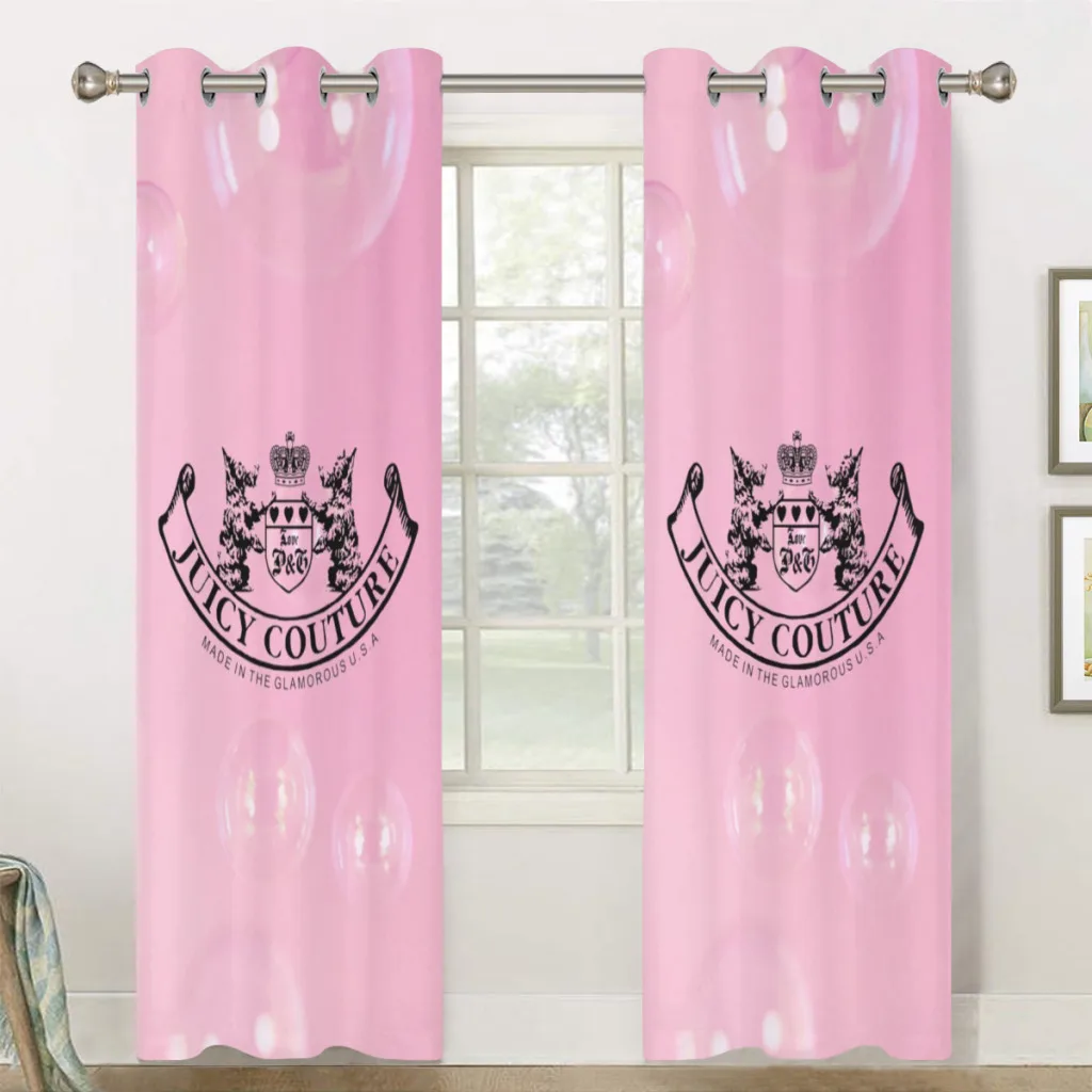 Hot-Sale-Like-Juicy-Couture-Style 2 PC Blackout Windows Curtain  for Living Room Bedroom Bathroom Curtains