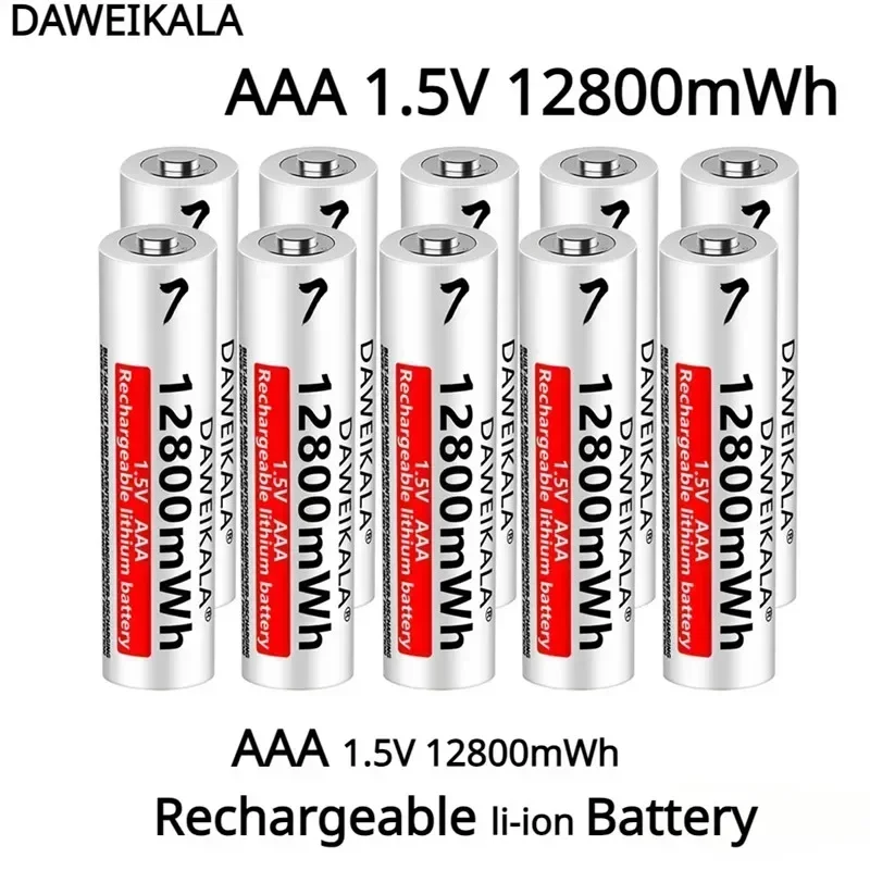 2024 New AAA Rechargeable Battery 1.5V 12800mWh li-ion battery for remote control mouseElectric toy battery + charger