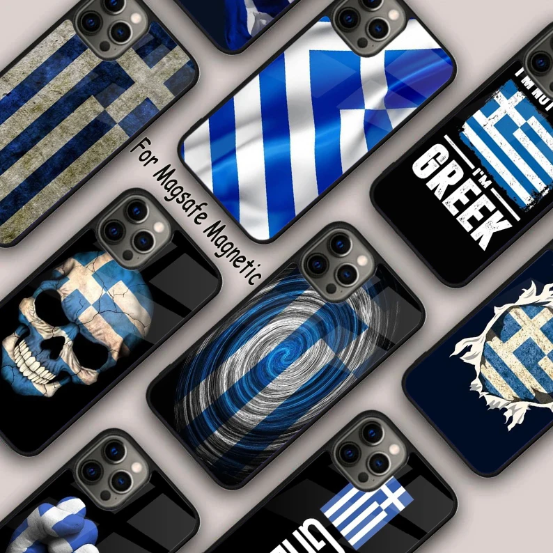 Greece Greek Flag Funda Magnetic Phone Case For APPLE iPhone 16 14 13 12 11 Pro Max 15 Plus Wireless Charge With MagSafe Cover