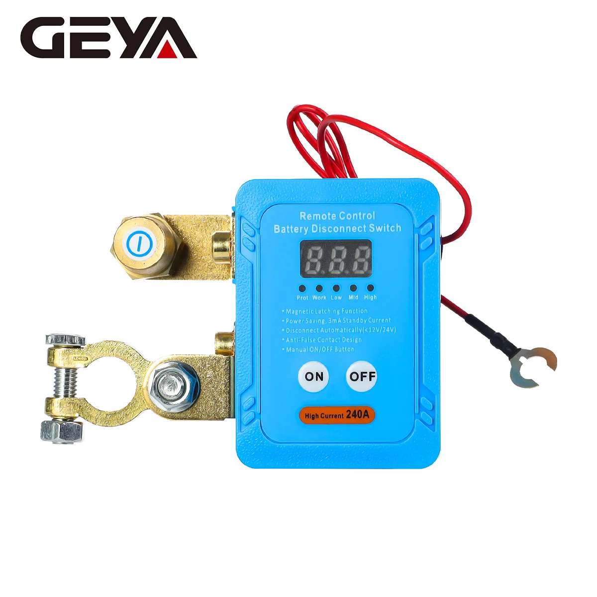 

GEYA 12V 240A Automatic Auto Battery Master Switch Kill Switch with LED for Car Truck Boat Remote Battery Disconnect Switch