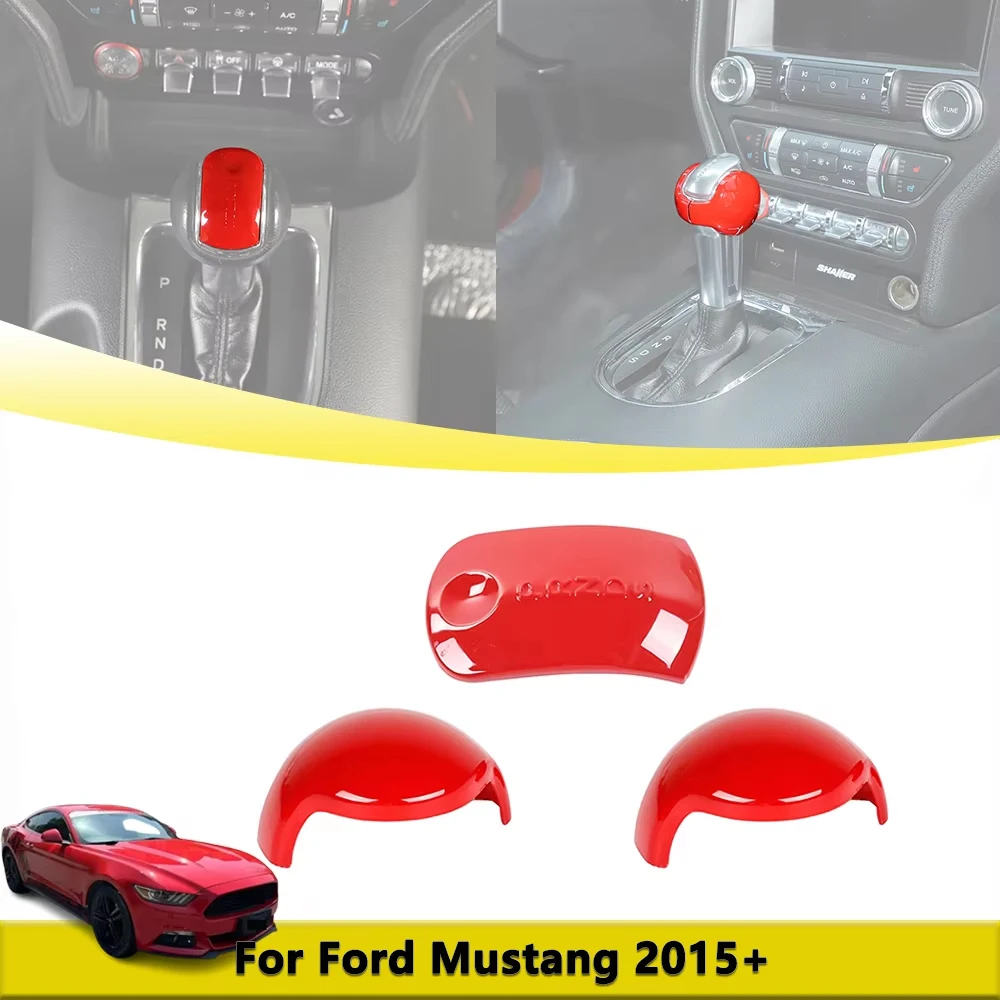 

Gear Shift Knob Lever Shifter Handle Decoration Cover Trim for Ford Mustang 2015-2025 Center Console Interior Accessories
