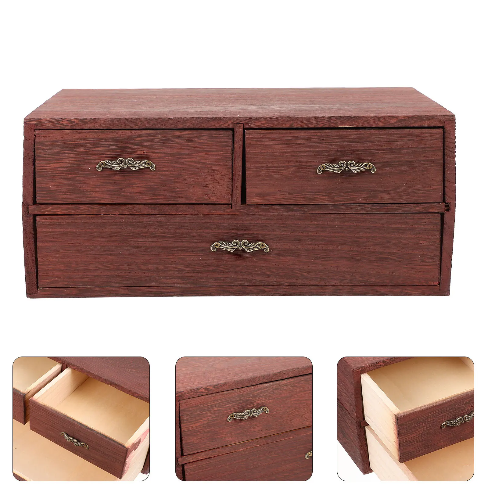 

Деревянная шкатулка для драгоценностей в стиле ретро для ожерелья, колец, сережек, органайзера, настольного контейнера для хранения мелочей, декоративный чехол