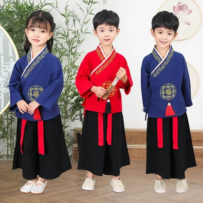 Kids Chinese Tradition Style Hanfu Boys Girls Ancient Costumes платье ханьфу Performance Tang Suit Children New Year Costumes