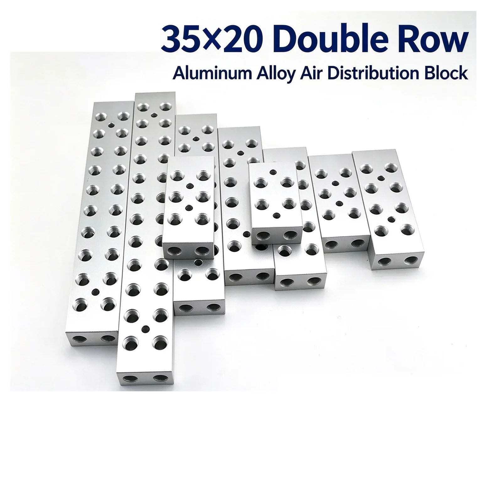 35x20mm Splitter 2 Rows X 2 3 4 5 6 8 Ways 8-28 Ports for Air Tools Solid Aluminum Pneumatic Air Manifold Block 1/8' BSP Female