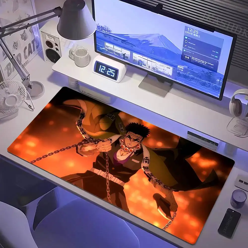 Demon Slayer Anime Desk Mat Gaming Mouse Pad Large Rubber Keyboard Mat With 2MM Stitched Edge Design