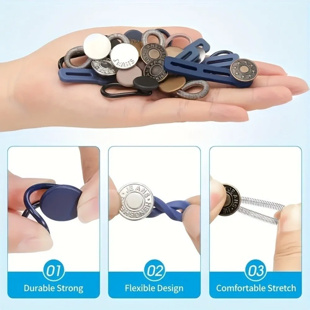 12/16/24/26 pcs Button Style Button Extenders Strong Elasticity Easy Install Waistband Expander Metal Waist Extender Buttons