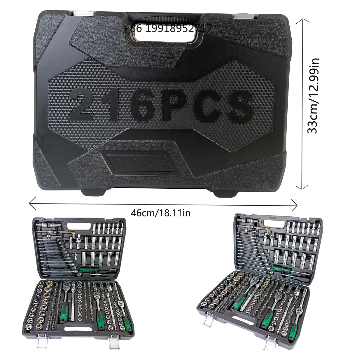 Socket Wrench Sets 214pcs 1/4inch 3/8inch 1/2inch 24-tooth Ergonomic Ratchet Wrench Mechanic Tool Set for Auto Repairing