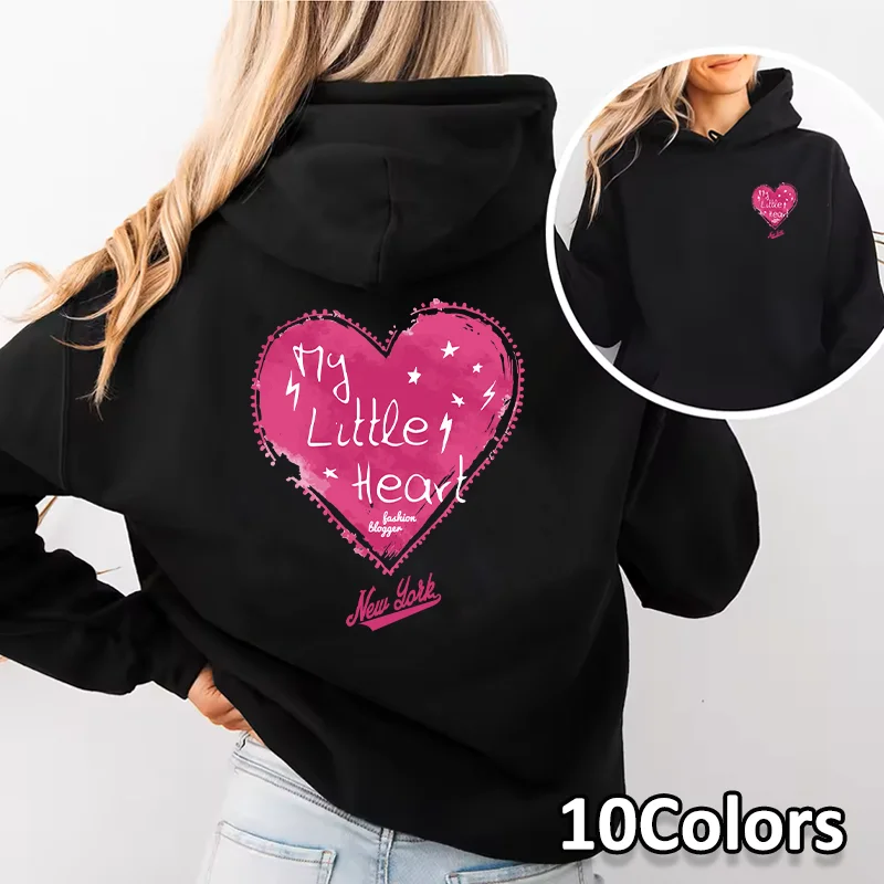 

New My Little Heart letter printed hoodie for women casual pullover personalized sports shirt