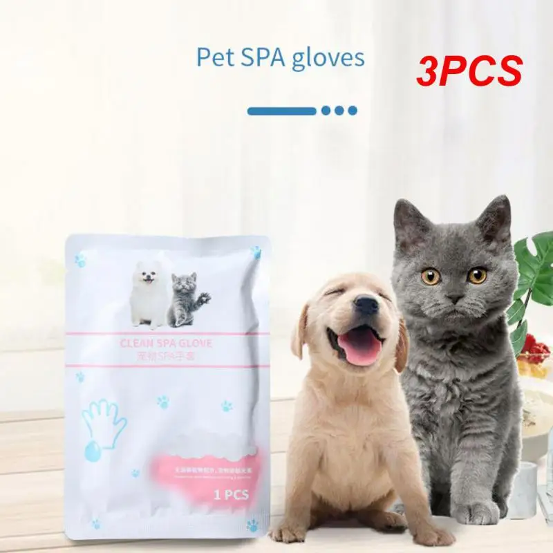 3PCS Disposable Pet Cleaning Gloves Pet Bathing Massage Wipes Gloves For Cat Dog Gentle Non-woven Clean Supplies