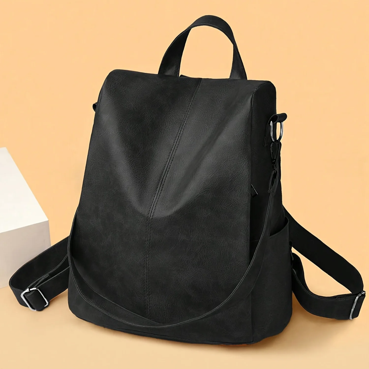 Fashionable Casual PU Leather Backpack, Anti-Theft Travel & Sports Backpack, Ideal For Outing And Daily Commute