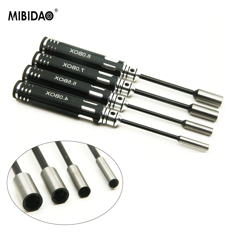 Mibidao Metalen Schroevendraaier 5.5/4.0/7.0/8.0Mm Handvat Moer Driver Hex Schroevendraaier Gereedschapskit Voor 1/10 Rc Crawler Auto