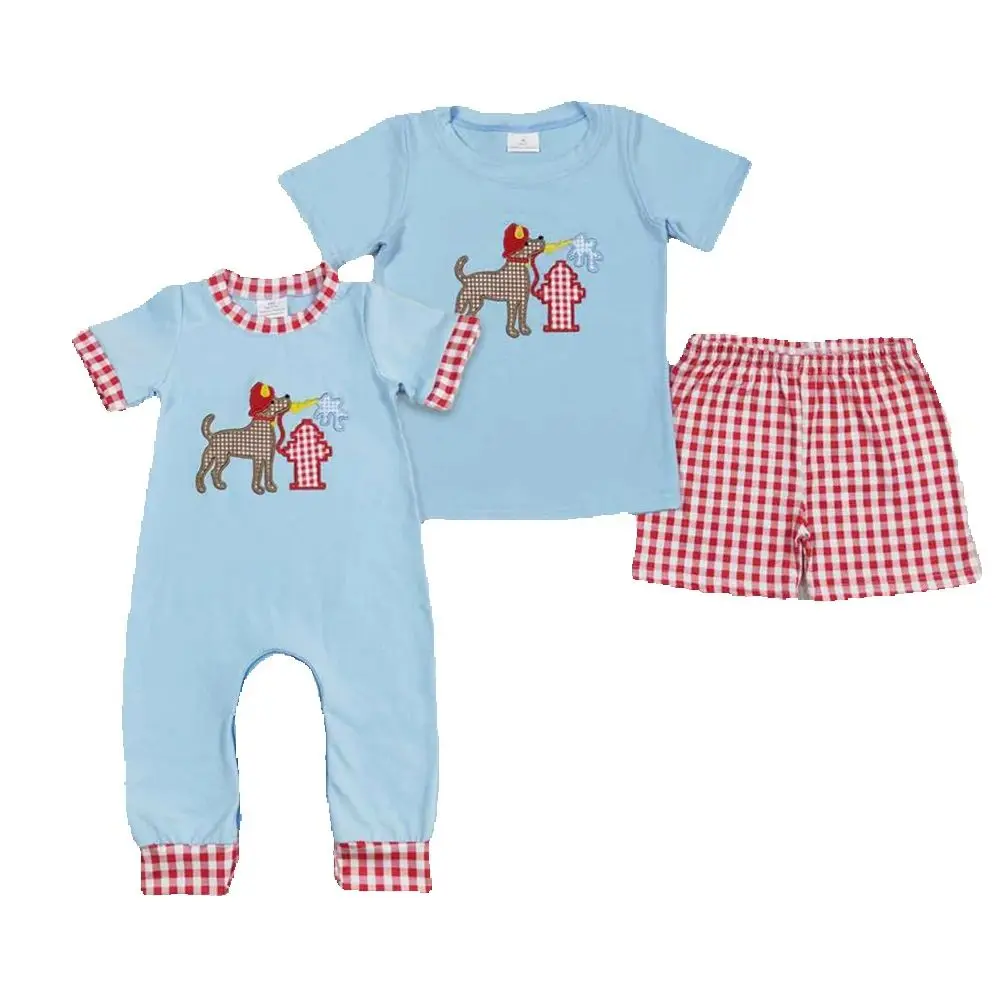 

Sibling Baby Boys Toddler Dog Fire Tee Shirts Shorts Clothes Sets