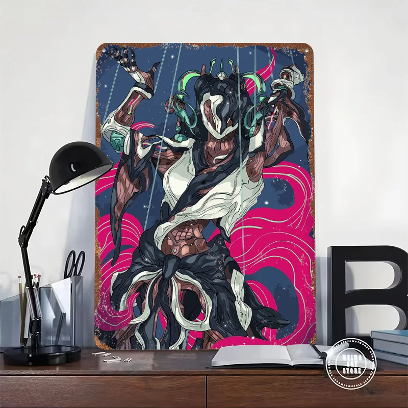 Warframe: Nidus Printed Poster Customized Wall Art Retro Vintage Metal Tin Signs for Bedroom Decoration Room Accessories House