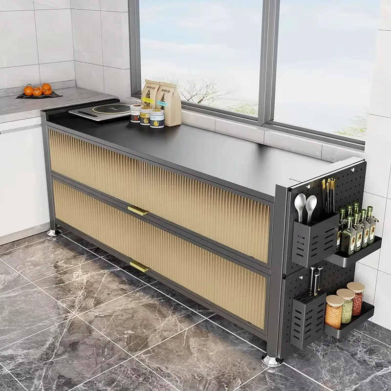 Any Size Custom Kitchen Prep Station Rock Slab Countertop Pot Organizer Sealed Cabinet Heatproof Oilproof Easy Clean Storage