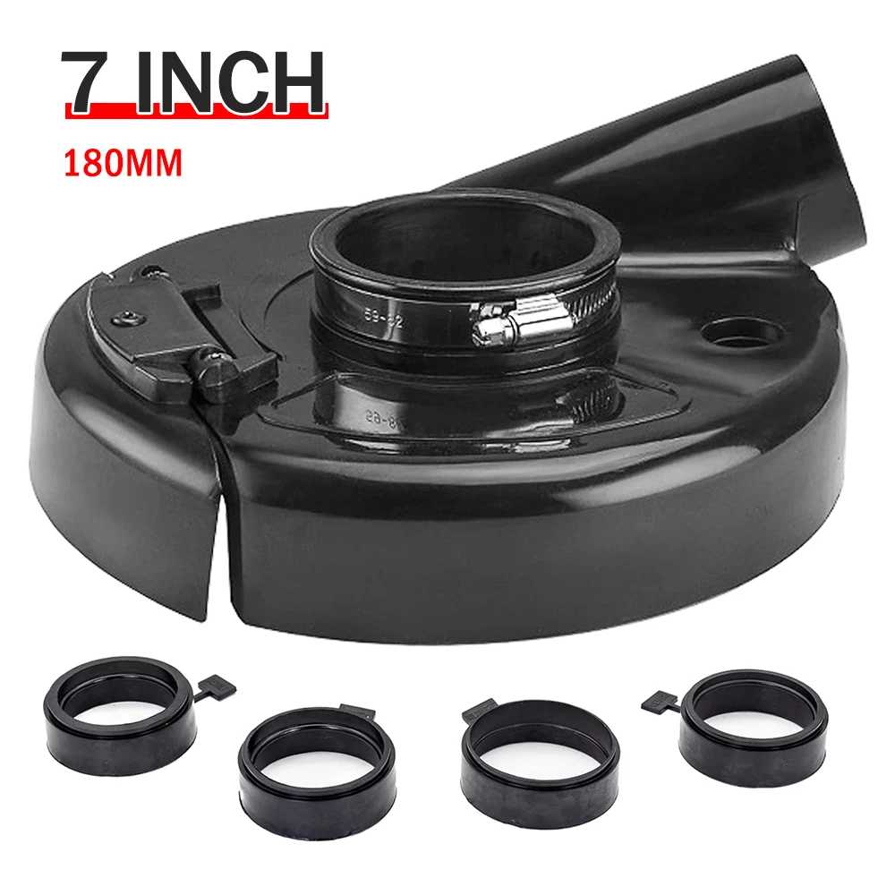 7-Inch Angle Grinder Dust Shroud, Universal Vacuum Dust Shroud Cover Kit With 4pcs Locating Ring for Angle Grinder Polisher