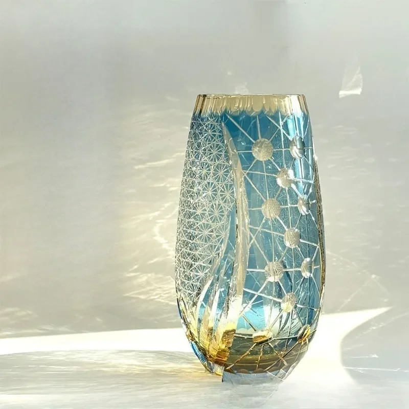 Crystal vase antique handmade products carving rosewood, ebony, white pear