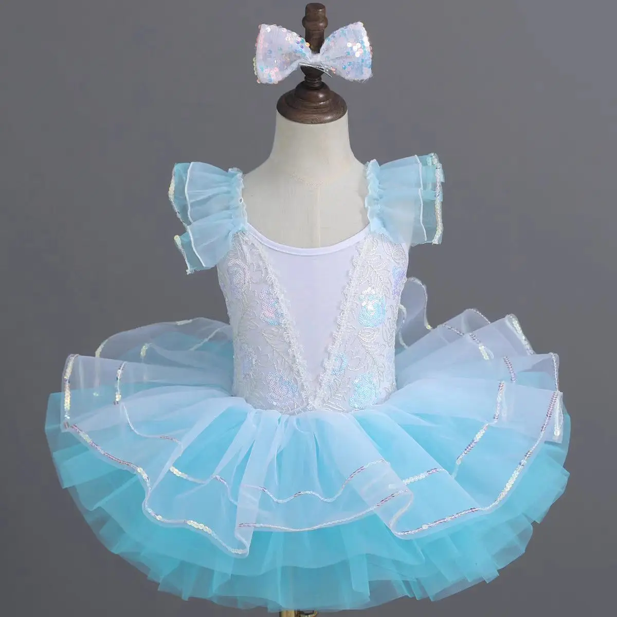 Summer Children's Day Performance Girl Ballet Dance Dress Princess Fashion Sequins Dresses Girls Outfit Kids Clothes
