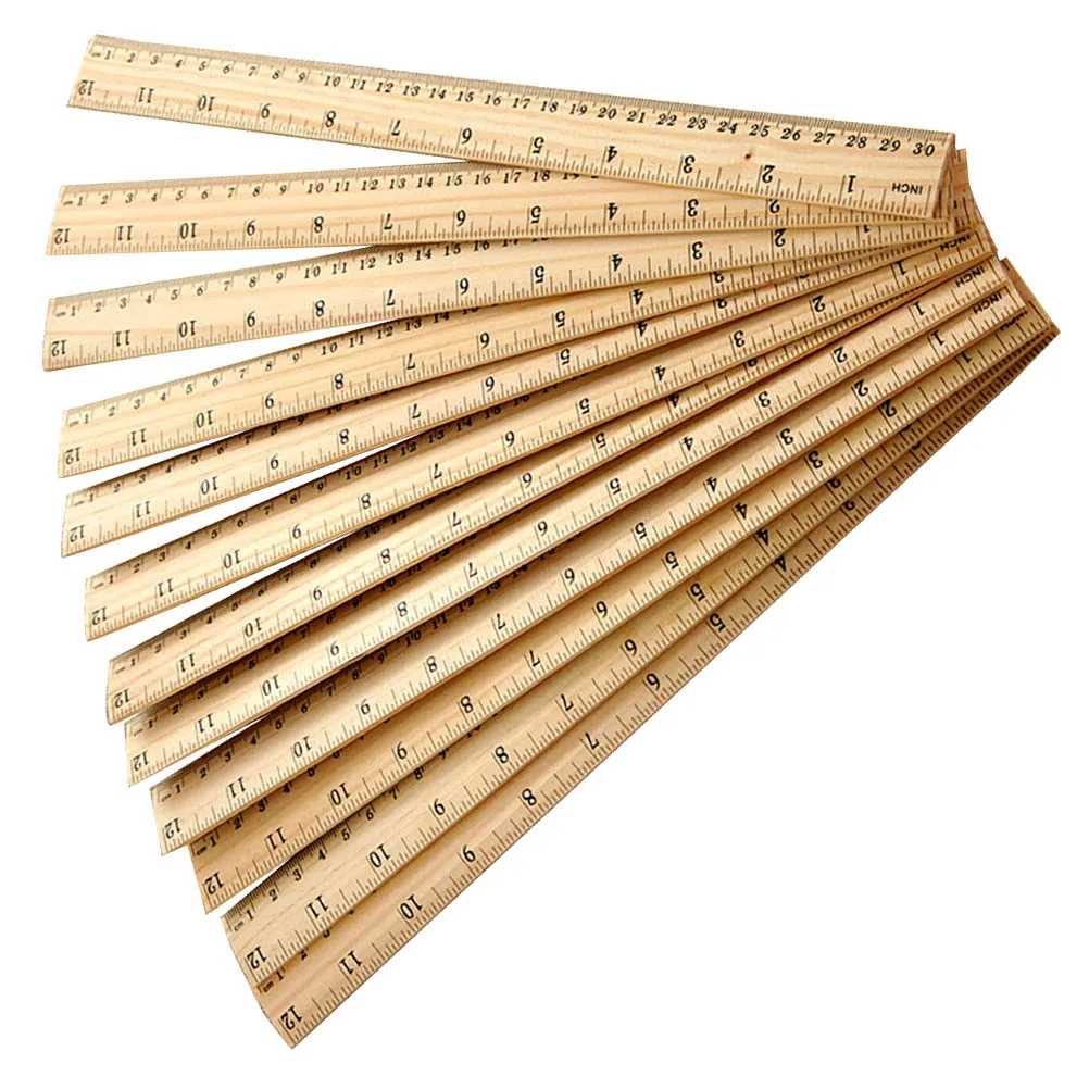 30Pcs Wooden Measuring Rulers Double Scale Precision Straight Rulers for School Home Office Classroom Use 30Cm