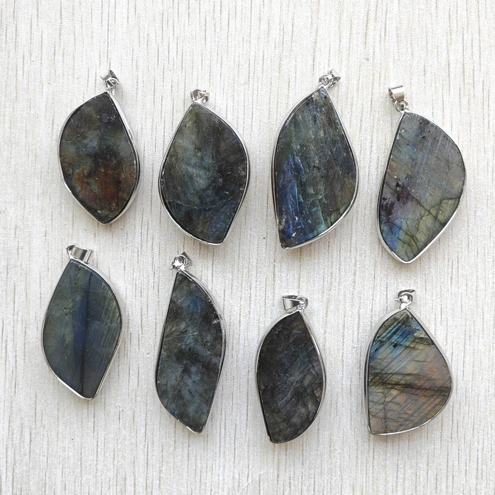 8pcs Fashion Flash Natural Labradorite Stone Irregular Pendants Charms DIY Jewelry Accessories Making Wholesale Fast Shipping