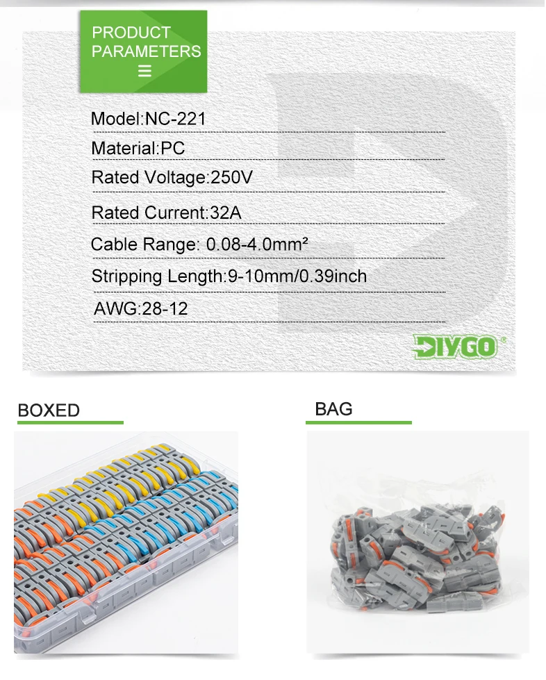 Boxed 34PCS Lever Quick Home Wire Connectors Terminals Leiter Spliceable Butt Wiring Block Wiederverwendbare elektrische Anschlüsse – Detail 2
