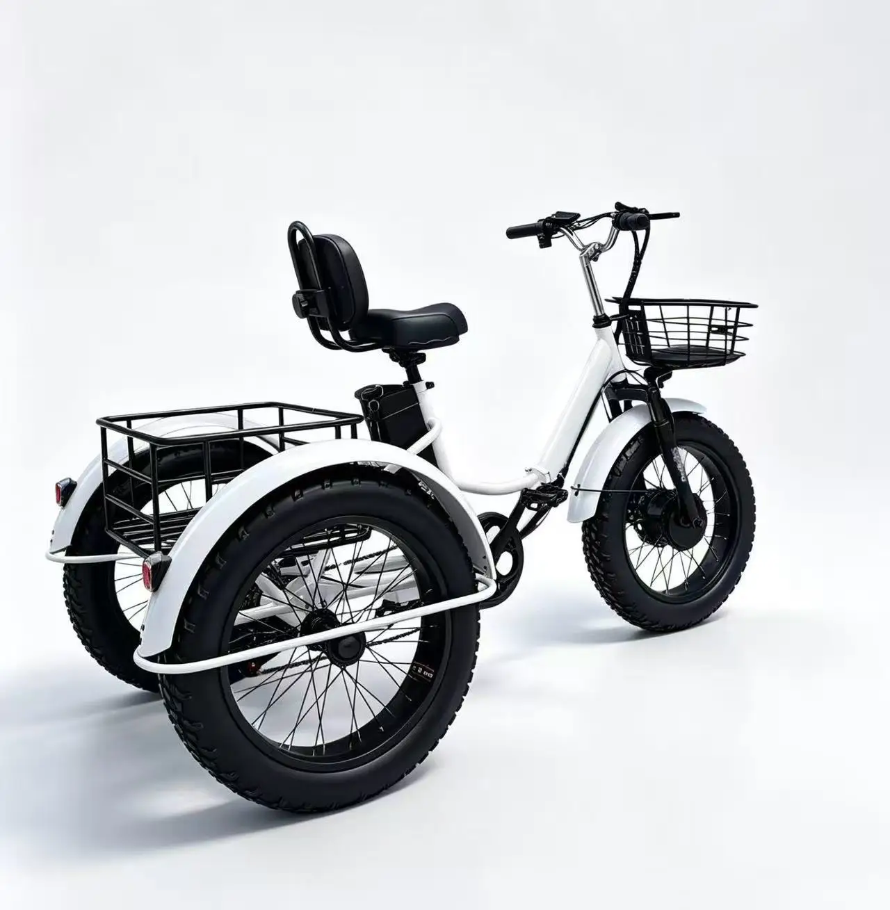 Foldable Fat Tire Electric 3 Wheeler 47KG Whole Vehicle Weight 30km/h Speed For Outdoor Shopping & Haul Goods 48V 15.3Ah Battery