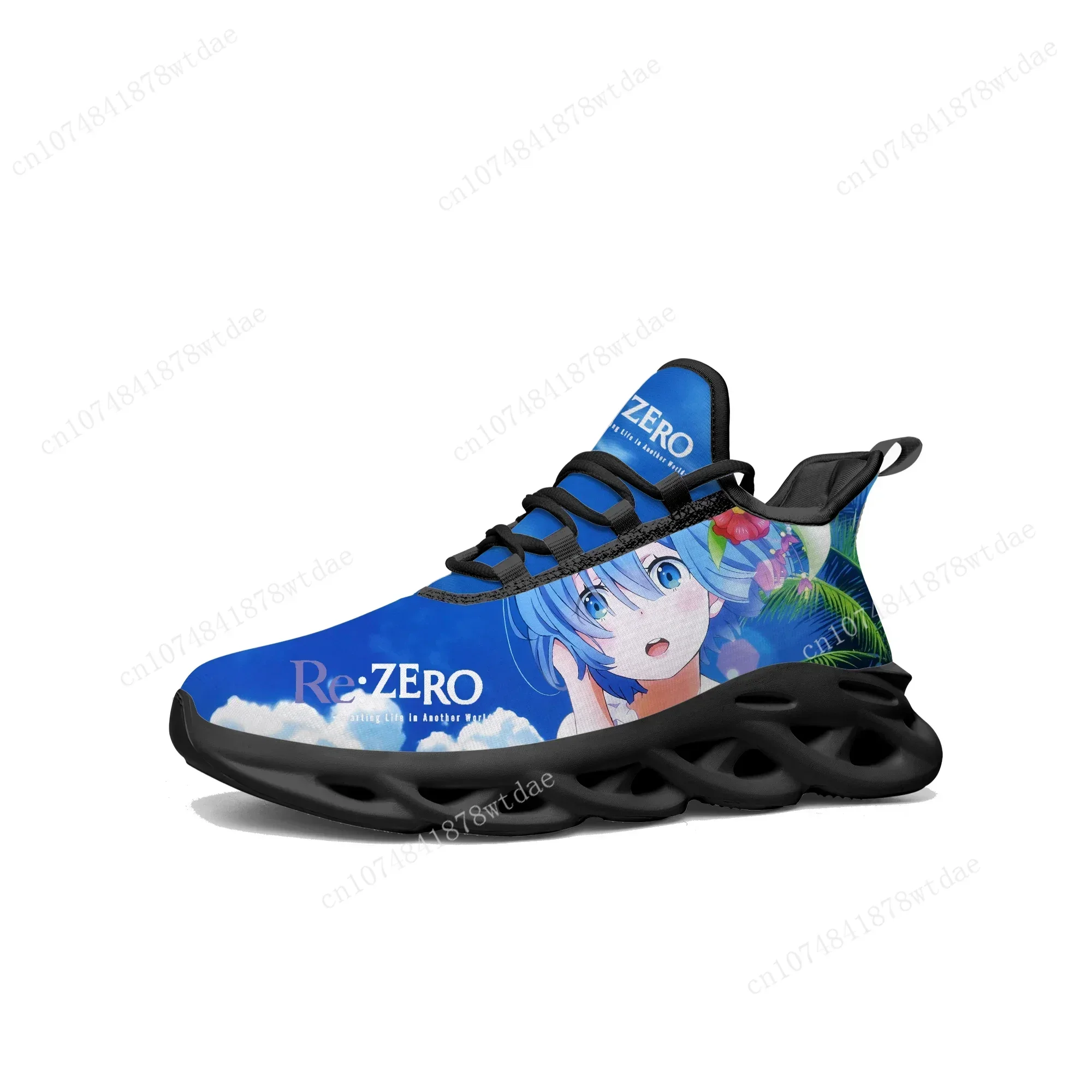 Rem Ram Flats Sneakers Mens Womens Sports Running Shoes High Quality Re:Zero Anime Comics Custom Lace Up Mesh Footwear
