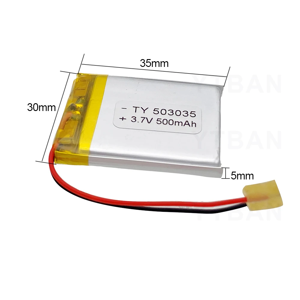 10PCS 503035 3.7V 500mAh Long-lasting Rechargeable Polymer Li-ion Battery for DVD Navigation GPS Medical Equipment Coal Miner