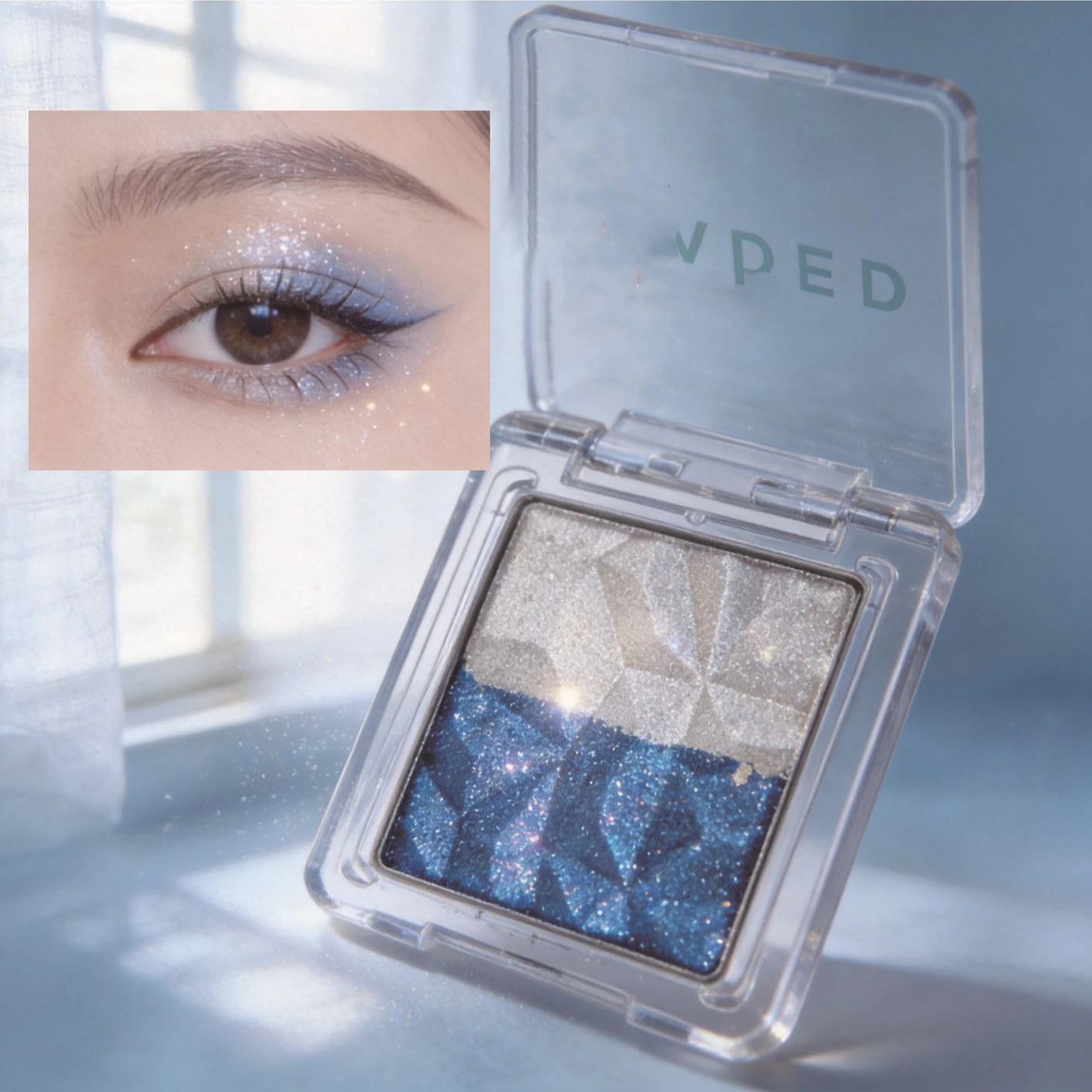 Pearl Shimmer Eyeshadow Highlighter Palette, Portable Diamond Glitter Eye Shadow, Sparkly Pure Fresh Glossy Makeup