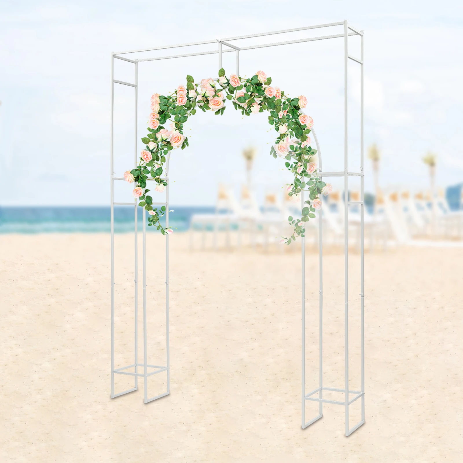 

Wedding Arch Backdrop Stand, Wedding Arches for Ceremony Square Metal Balloon Arch Stand Garden Arbor Frame, Wedding Arch