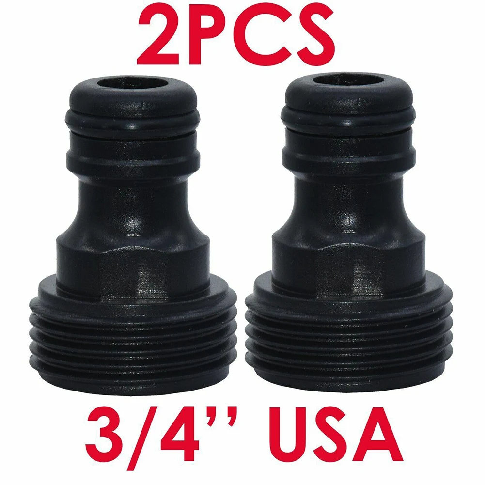 Practical Drip Irrigation Adapter 2Pcs Black Connectors Drip Irrigation Nipple Connector Threaded Pipe Adapter