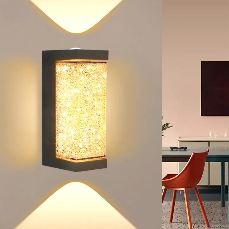 for Crystal Wall Lamp LED Indoor Outdoor Up Down Lighting Modern Simple Flashlight Style for Bedroom Living Room Decor