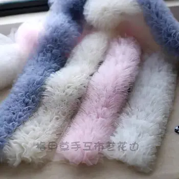 1Meter 13Cm Breed Roze Groen Mesh Puffy Jurk Prinses Taart Rok Zoom Manchetten Kant Trim Diy Craft bruiloft Accessoires