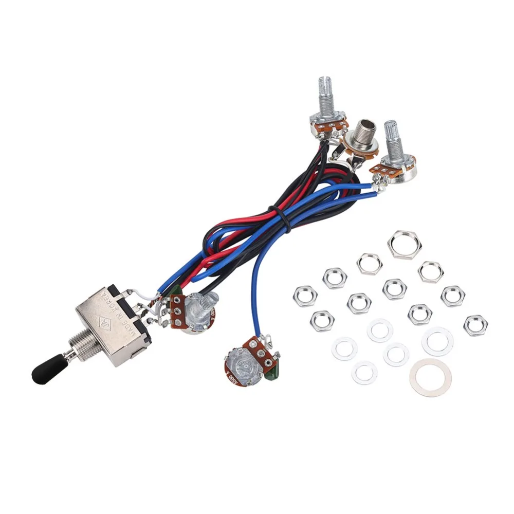 ​2 Volume 2 Tone Guitar Wiring Harness​ ​3-Way Toggle Switch​ ​1/4