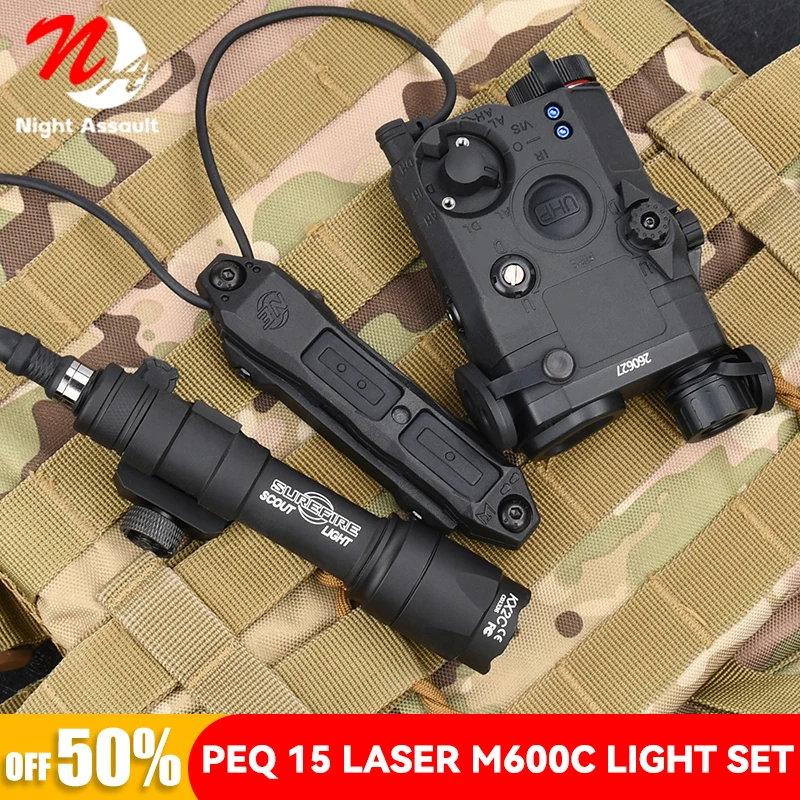 WADSN PEQ15 Red Dot Laser Aiming IR Battery Box M300 M600 Flashlight Tactical Dual Control Remote Switch Fit 20mm Rail