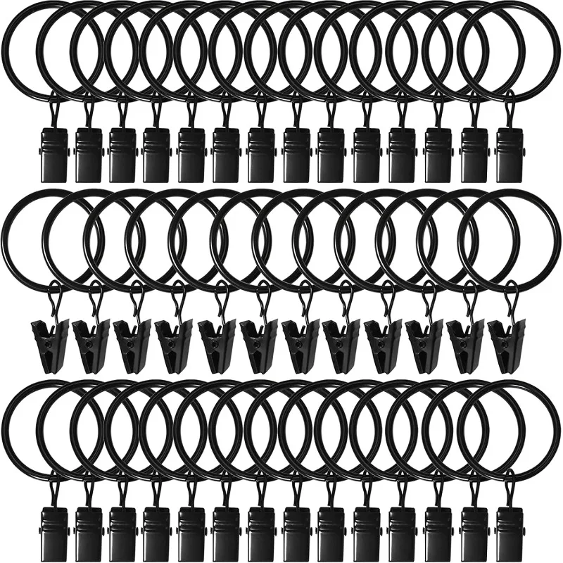 20 Pack Curtain Rings with Clips, Drapery Clips with Rings, Drapes Rings 1.26 in Interior Diameter, Fits up to 1 in Curtain Rod