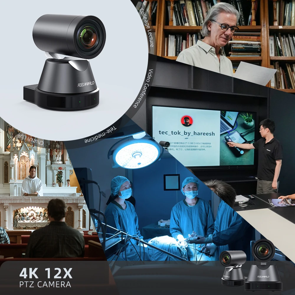 كاميرا PTZ للبث المباشر FEELWORLD 4K12X زووم بصري AI تتبع HDMI USB IP عن بعد 4K كاميرا PTZ #4